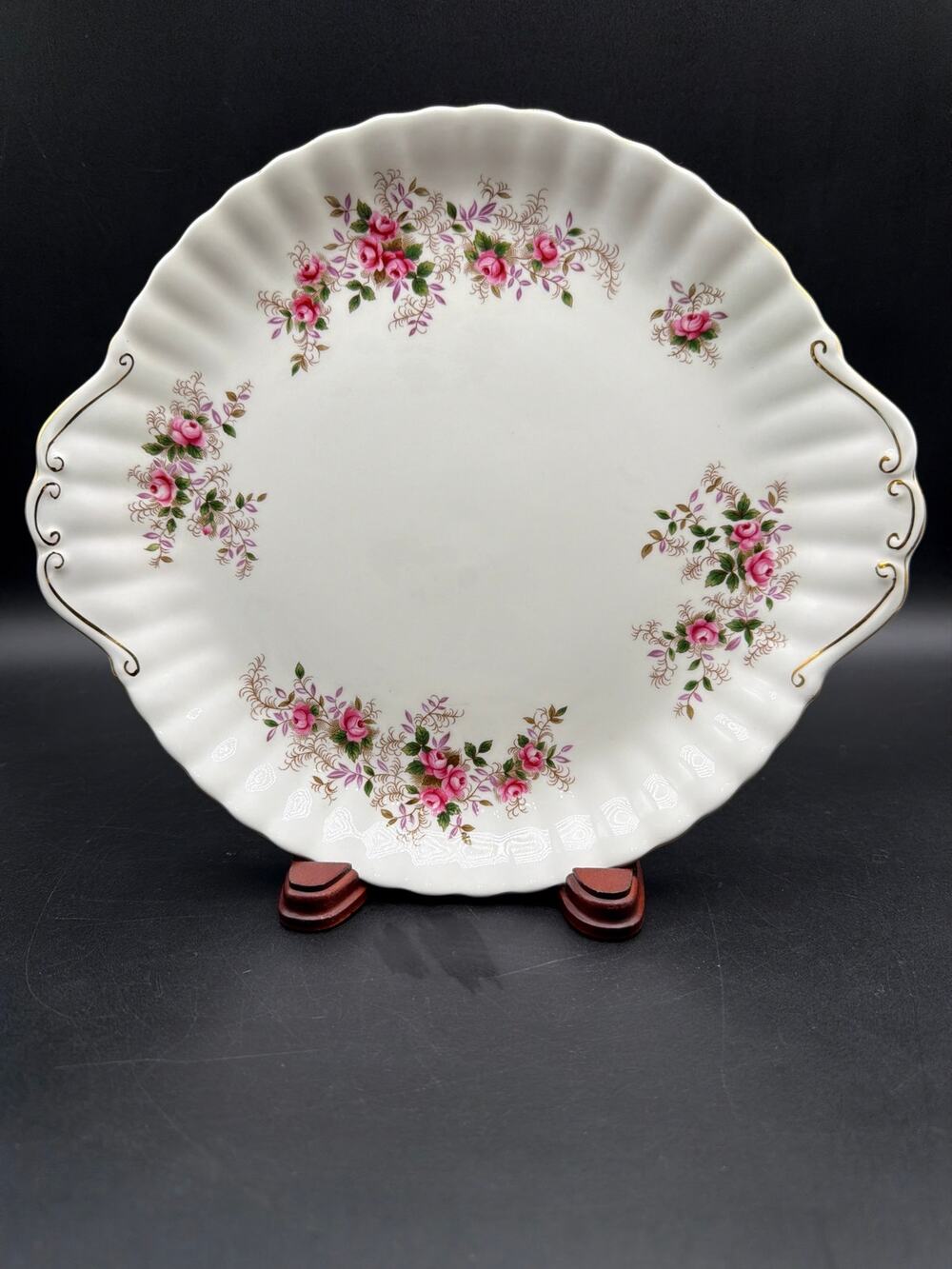 Vintage Royal Albert Lavender Rose 10.5” Handled Cake Plate Bone China England